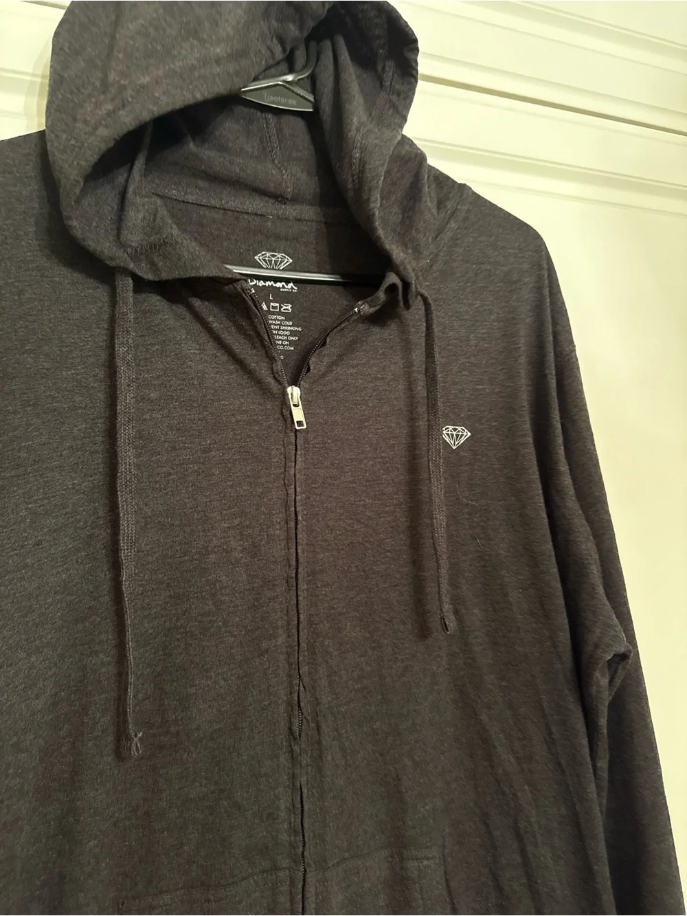 Diamond Supply Co. Men's Dark Charcoal Zip Hoodie lightweight